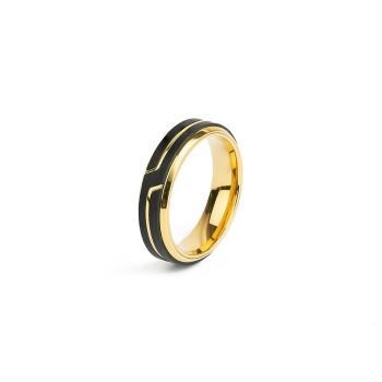 Gold-Titanring mit geschmiedetem Carbon-Finish - Rex Gold